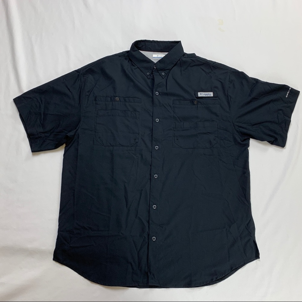 Columbia Omni-Shade Men's Large Button Up Short Sleeve Multicolor Super Tamiami